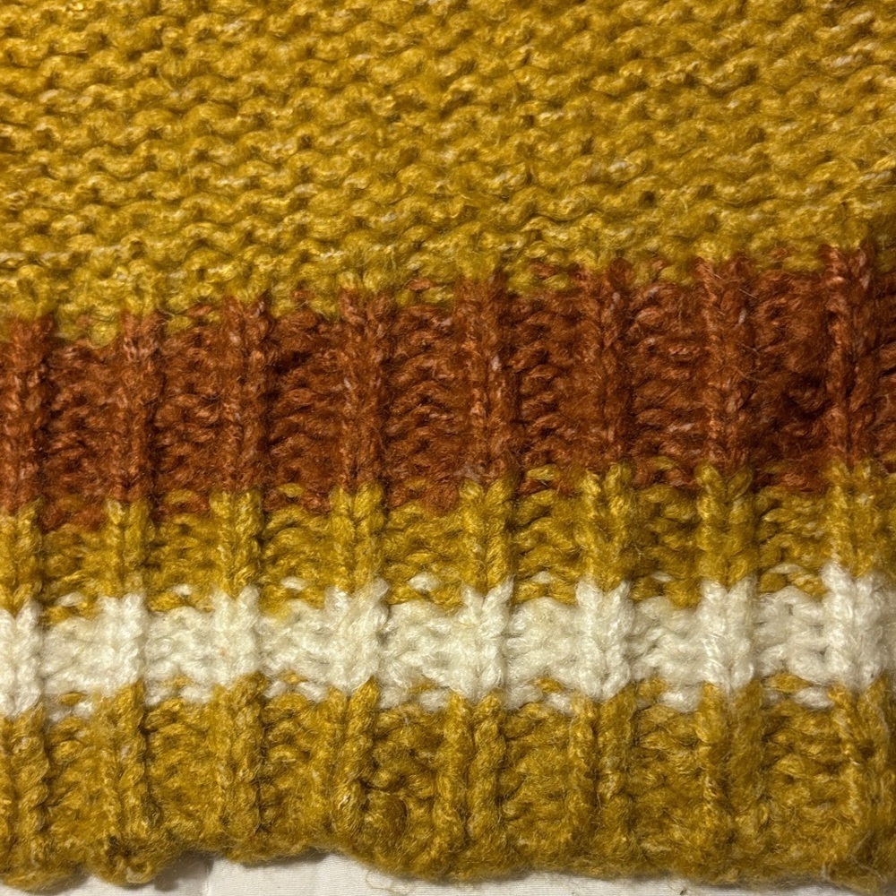 Buckle BKE Mustard Yellow with Stripes Open Cardigan Sweater - Picture 8 of 9